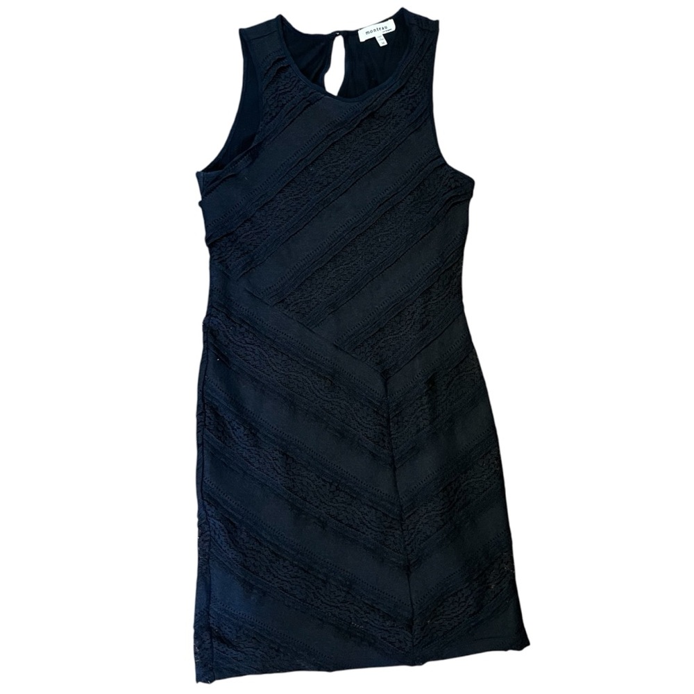 Monteau Black Textured Sleeveless Mini Dress Size Medium - Picture 2 of 10
